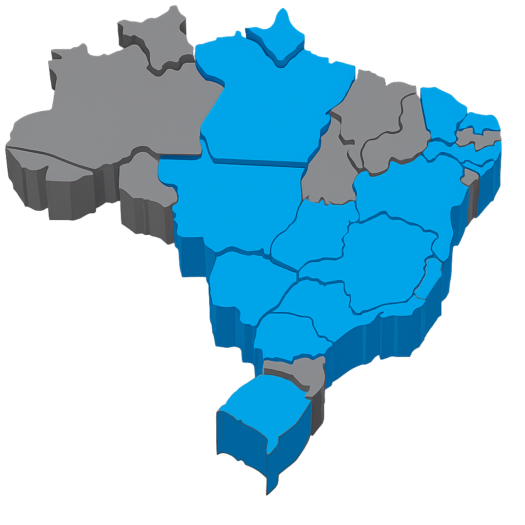 Mapa de atuação da Sun Shield no Brasil